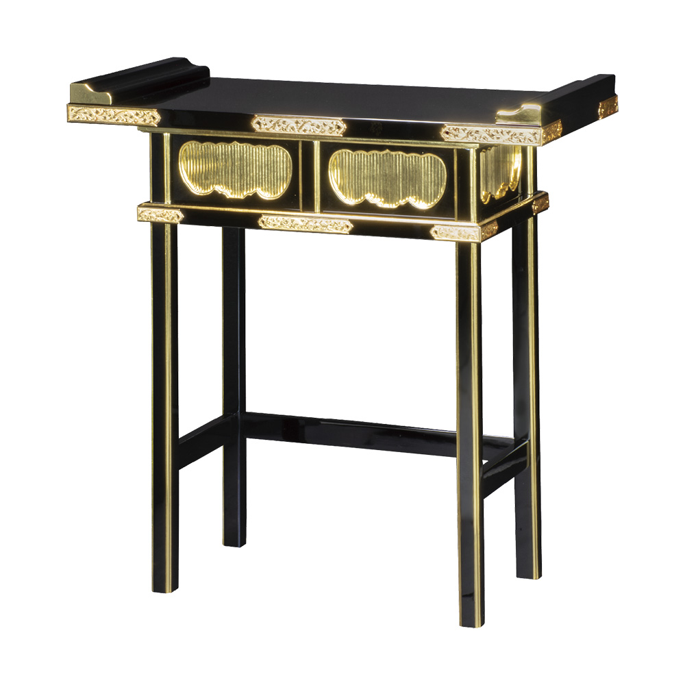 固定式立焼香机筆返付DX　2.5尺 (黒塗面金箔押 / 金具付)