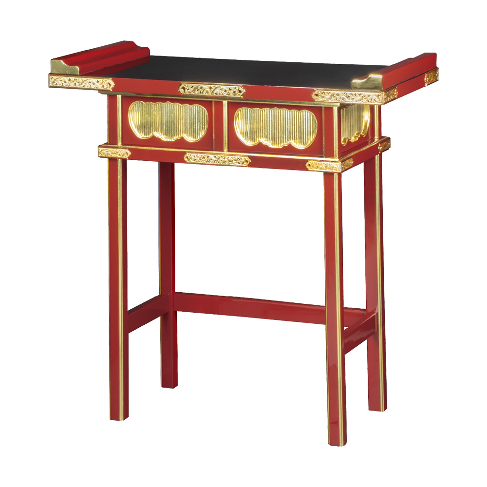 固定式立焼香机筆返付DX　2.5尺 (朱塗天黒面金箔押 / 金具付)