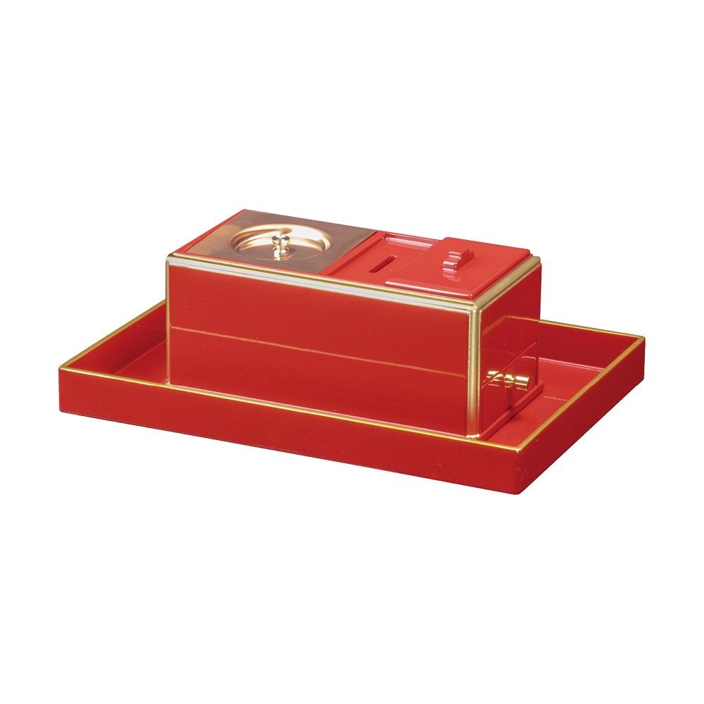 賽銭入付廻し香炉セット (朱塗渕金)★数量限定